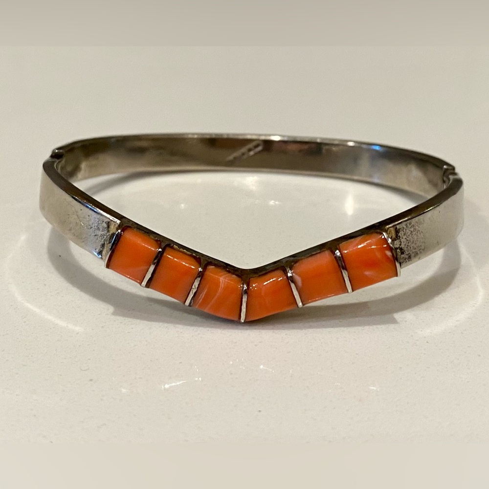 Sterling Silver & Coral Bracelet
